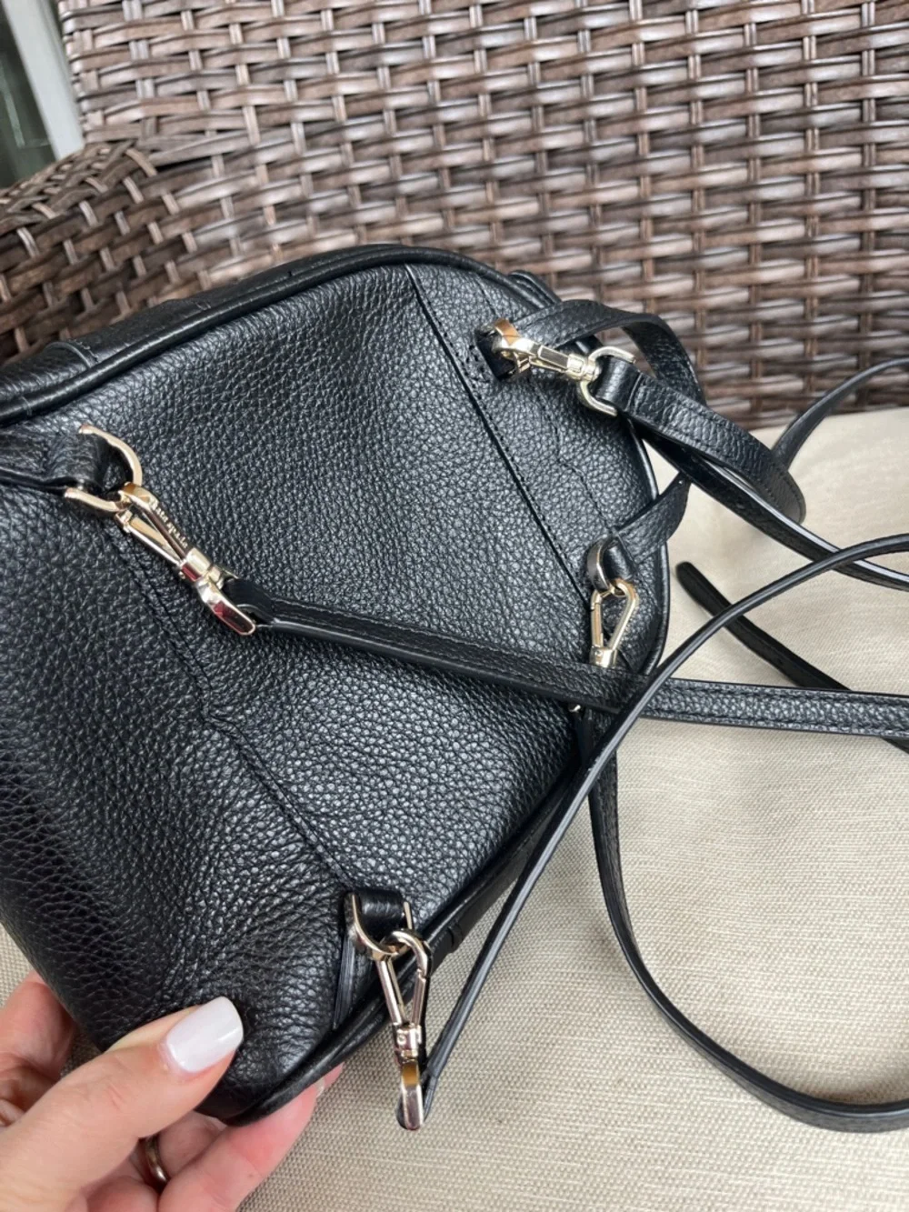 EUC Kate Spade Karina Black Pebbled Leather Mini Backpack with Gold Hardware